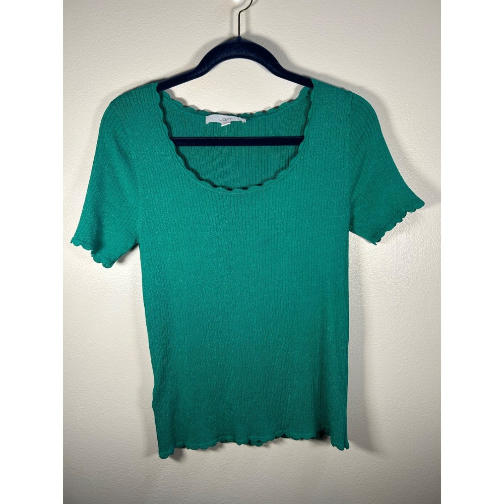 Loft Scallop Neck/Hemline Top Size M